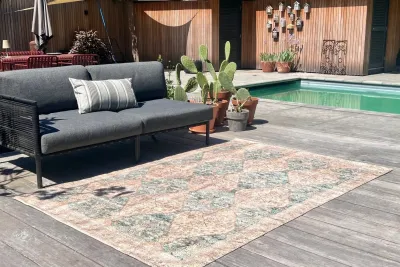 SALE Buitenkleed rozenkelim 230cm x 160cm gemaakt van PET Flessen Showroom model