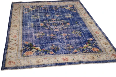 Vintage vloerkleed blauw nr.98114 320cm x 212cm 