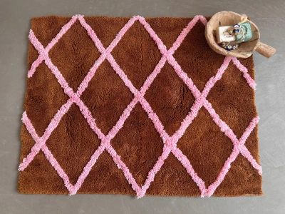 Badmat (groot) 16011 bruin/roze 120cm x 80cm