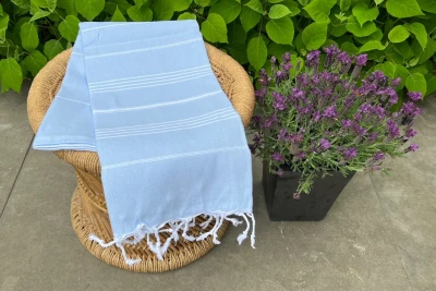 Hamamdoek lichtblauw 100% katoen (180cm x 100cm)     