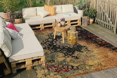 SALE Buitenkleed rozenkelim 230cm x 160cm gemaakt van PET Flessen Showroom model