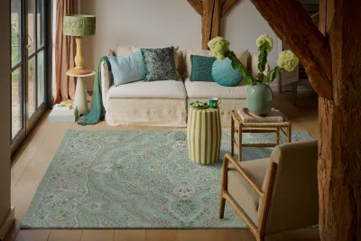 Sale vintage look vloerkleed 300cm x 200cm stukje rand aan de achterkant laat los