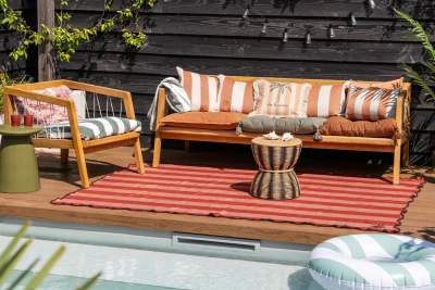 Tuinkleed Scallop stripes Terra