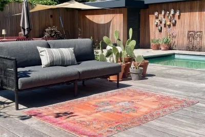 SALE Buitenkleed rozenkelim 180cm x 120cm gemaakt van PET Flessen Showroom model