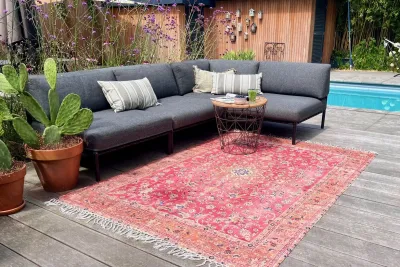 SALE Buitenkleed rozenkelim 230cm x 160cm gemaakt van PET Flessen Showroom model