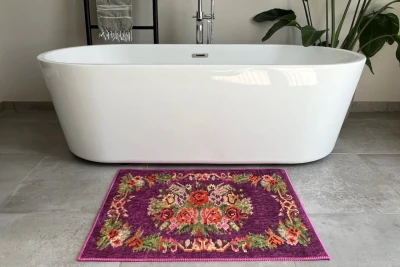 badmat rozenkelim paars (90cm x 70cm) nr 30 