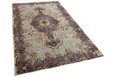 vintage vloerkleed paars geel en beige 30125 267cm x 160cm