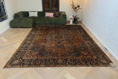 Vintage perzisch kirman vloerkleed 64275 377cm x 293cm