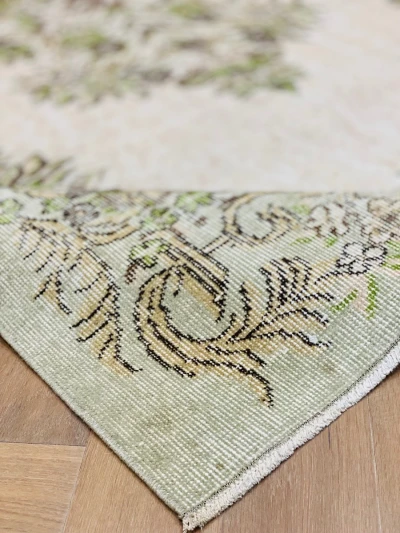 Vintage vloerkleed beige met groen nr.16420 290cm x 180cm  