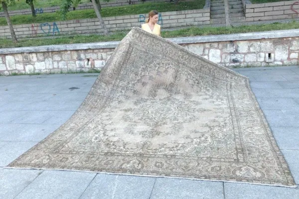 Vintage vloerkleed beige nr.39203 372cm x 292cm 