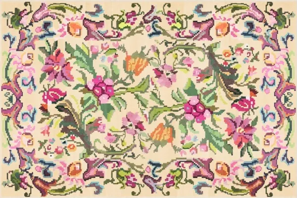 Vloerkleed met bloemen, zachte pool, verkrijgbaar in diverse maten