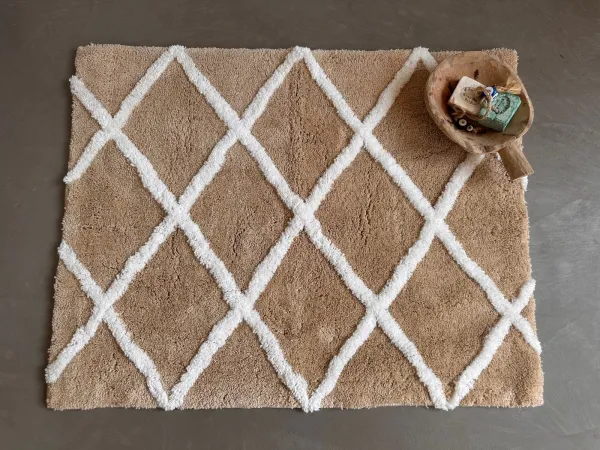 Badmat (groot) 16010 beige/wit 120cm x 80cm (VOORVERKOOP, leverbaar in juli)