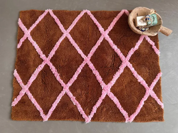 Badmat (groot) 16011 bruin/roze 120cm x 80cm