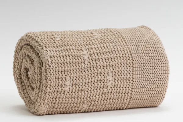 Gebreide TV Deken Beige 170cm x 130cm  