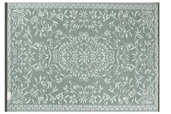 Buitenkleed grijs wit van gerecycled gevlochten kunststof 180cm x 120cm