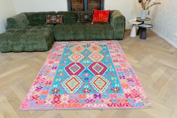 handgemaakte nieuwe kelim uit Afghanistan 24181 242cm x 174cm