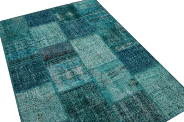 Patchwork vloerkleed, blauw, 240cm x 170cm  