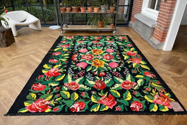 Rozenkelim authentiek, handgeweven in Moldavië 10267 285cm x 192cm 