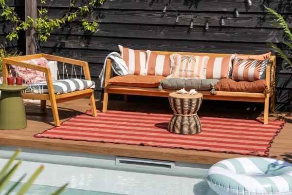 Tuinkleed Scallop stripes Terra