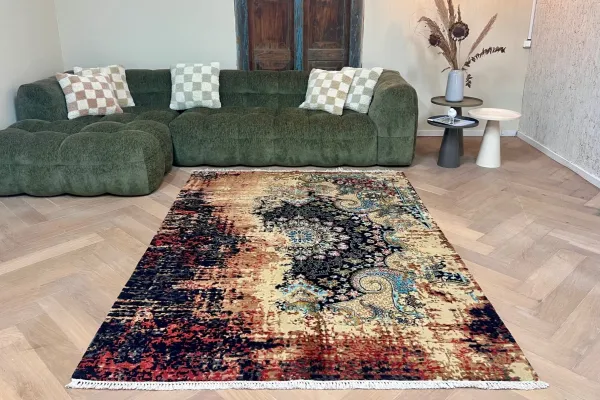 Handgemaakt vloerkleed gemaakt van bamboe en wol 3025 240cm x 170cm