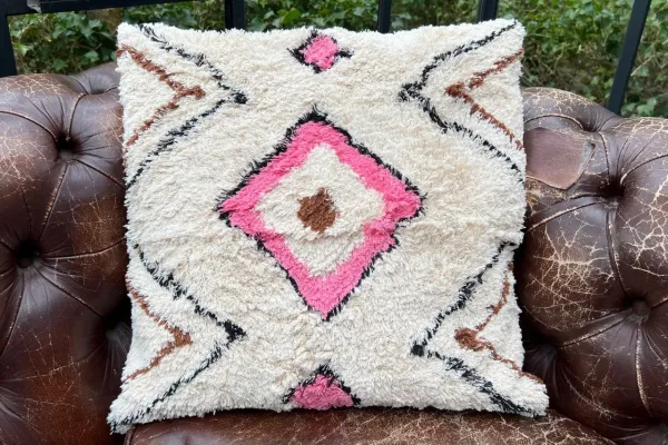 Berber kussen roze 50cm x 50cm, incl. vulling