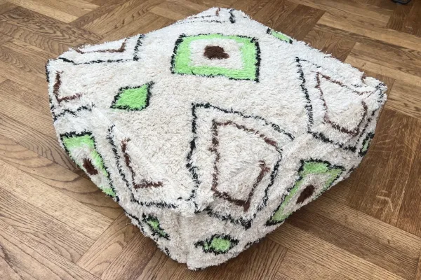 Berber poef groen 60cm x 60cm x 25cm, incl. vulling