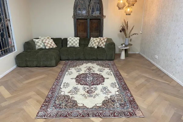 Vintage vloerkleed rood nr.19343 290cm x 173cm 