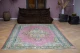 Vintage vloerkleed roze, groen nr.92596 288cm x 194cm