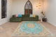 vintage look vloerkleed geel met blauw verkrijgbaar in diverse maten.  