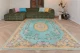 vintage look vloerkleed geel met blauw verkrijgbaar in diverse maten.  