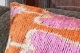 Sale Ikat Velvet kussen roze oranje 60cm x 40cm incl binnen kussen (klein vlekje)