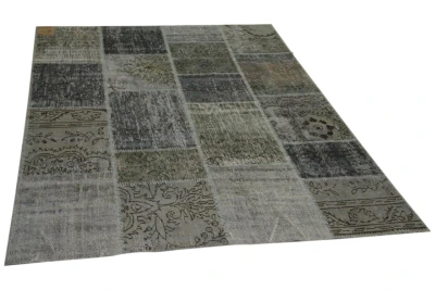 Patchwork vloerkleed grijs 240cm x 170cm nr: 23315