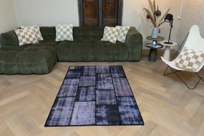 patchwork vloerkleed zwart nr.35568 180cm x 118cm