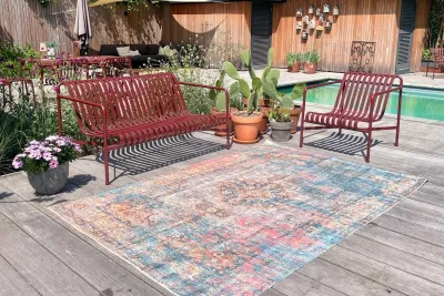 SALE Buitenkleed rozenkelim 230cm x 160cm gemaakt van PET Flessen Showroom model