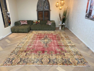 Vintage kirman vloerkleed 65009 373cm x 274cm