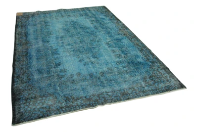 vintage vloerkleed blauw 268cm x 184cm 