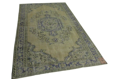 SALE vintage vloerkleed zandkleurig met blauw 292cm x 162cm