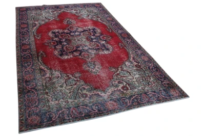 vintage vloerkleed rood blauw 66100 289cm x 177cm 