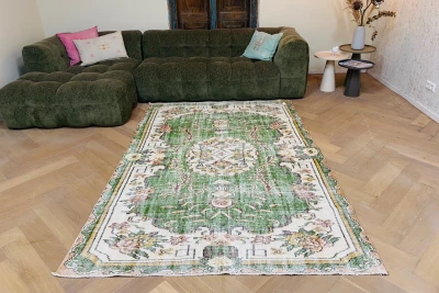 Vintage vloerkleed groen 26849 253cm x 171cm