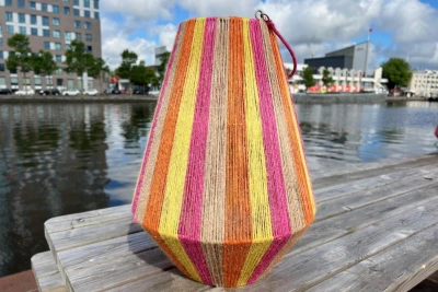 Kleurrijke jute lantaarn groot nr.842 